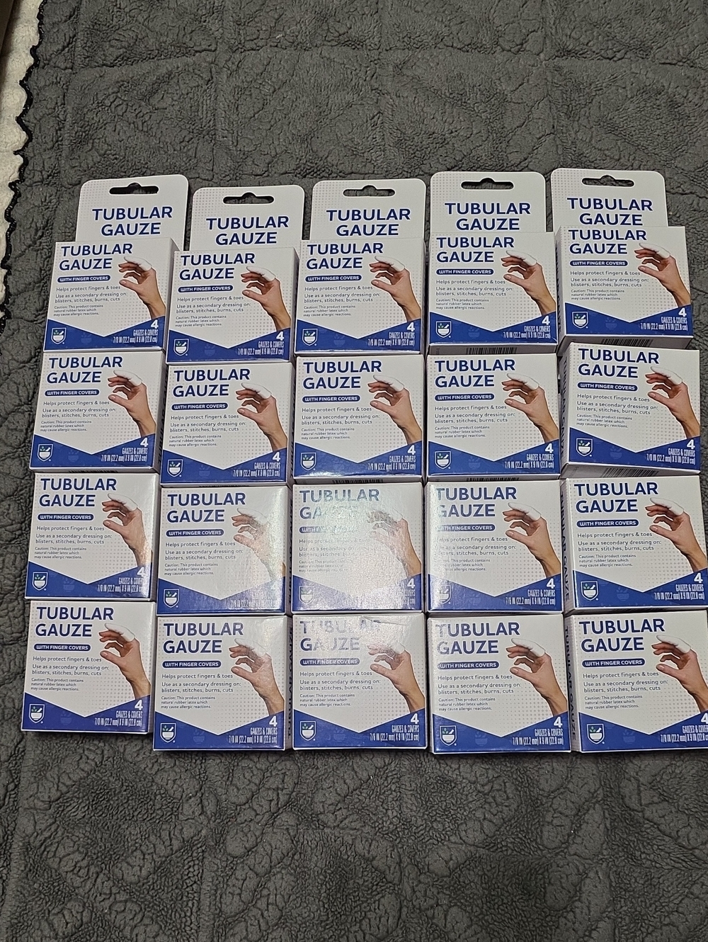 20 Packs Tubular Gauze Finger Covers Each Pack Has 4 Gauze & Covers Inside
